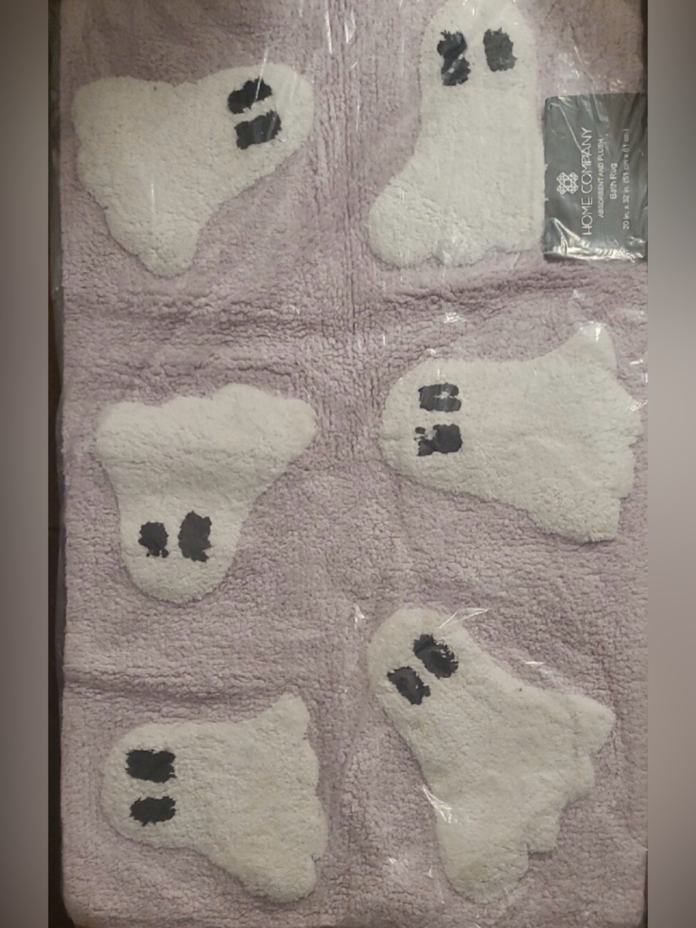Ghost Bath Rug 20x32 Lavender White Ghosts NWT Plush Halloween